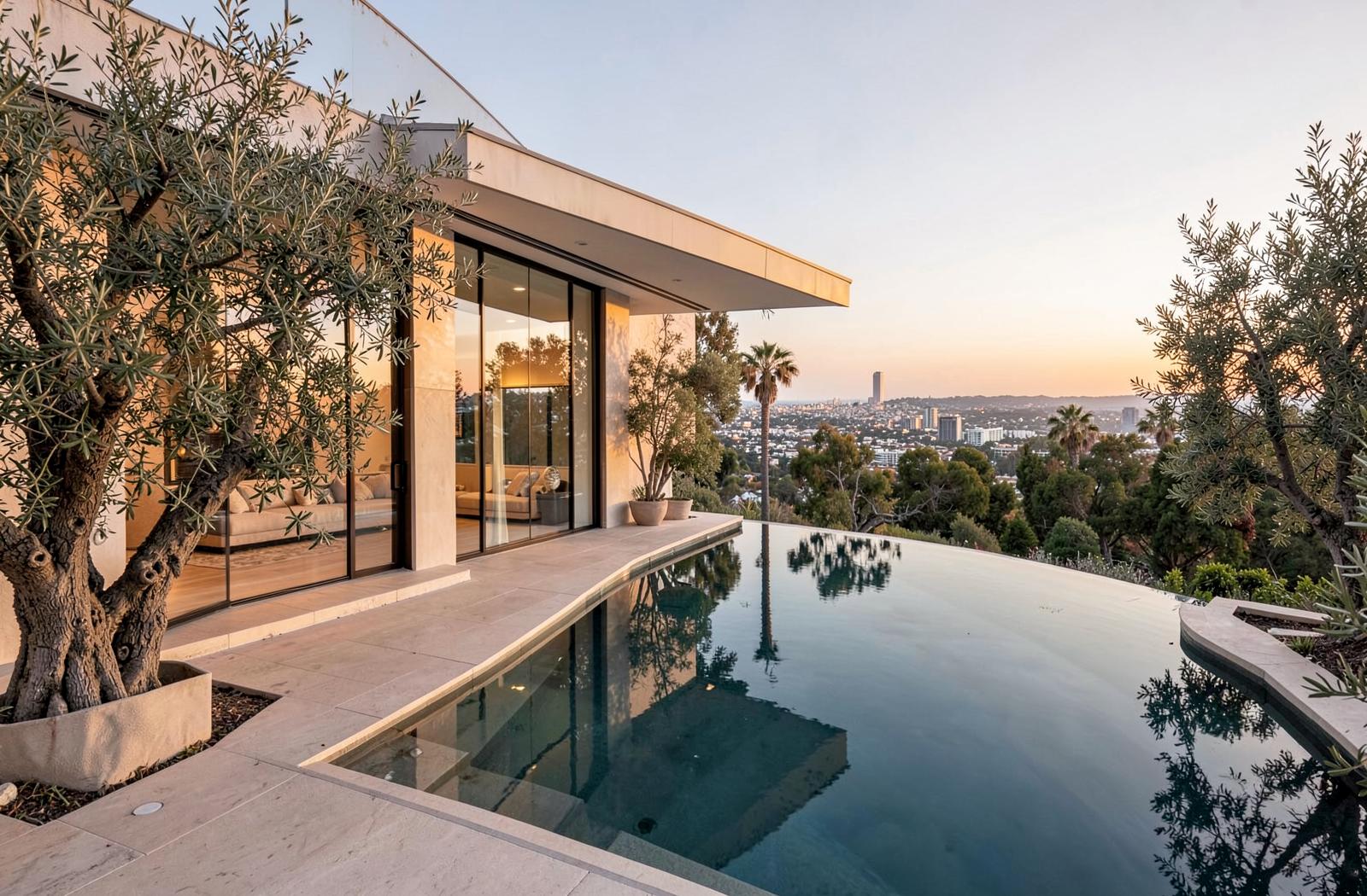 Modern Los Angeles hillside estate with infinity pool